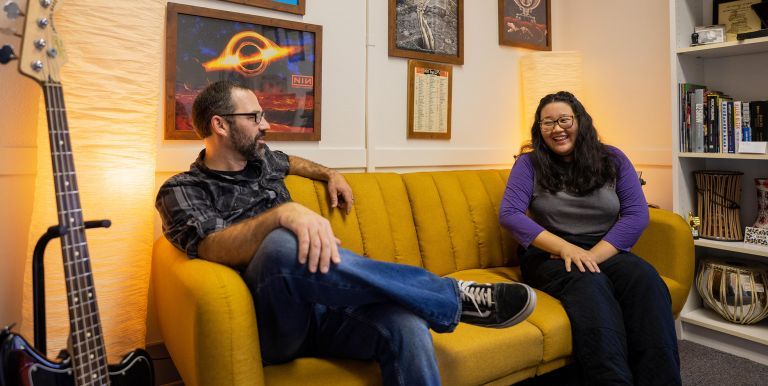MIS student consulting with a professor