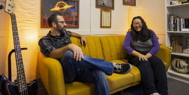 MIS student consulting with a professor
