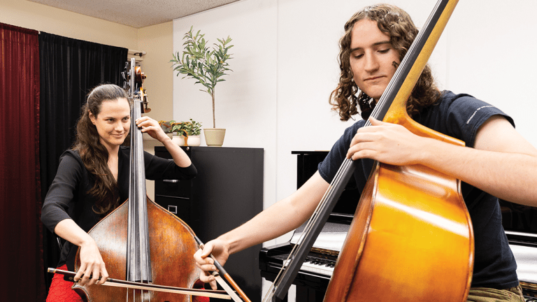 Double bass lesson at University of the Pacific