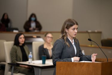 Woman in courtroom speaks 