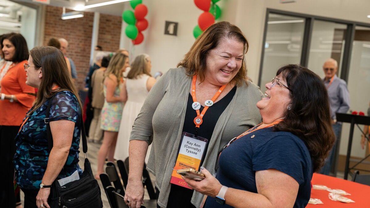 alumni gather for a reunion during homecoming