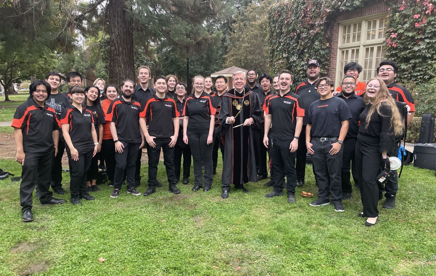 Pacific Pep Band with President Callahan in October 2021