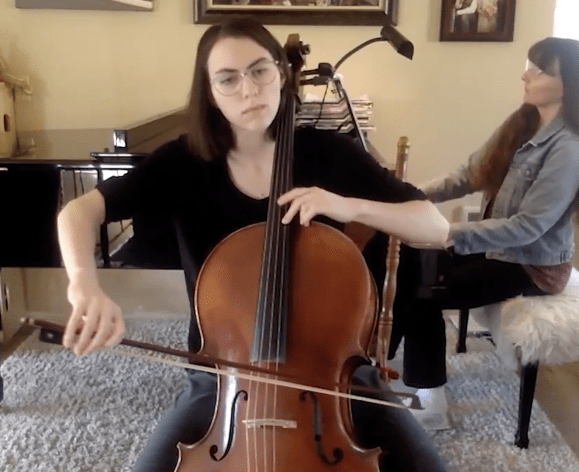 Amy Wheeler playing the cello