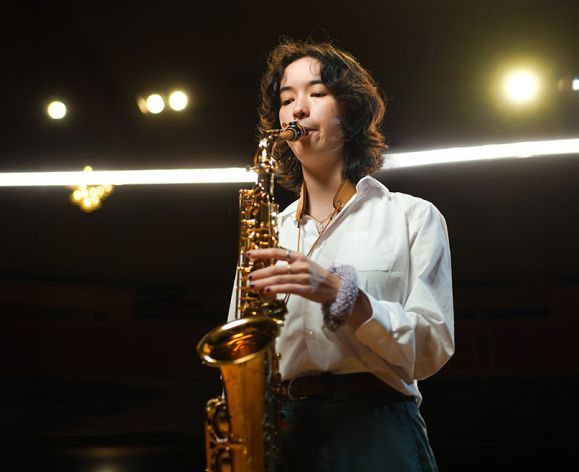 Jazz Ambassador, Aimee MacDonald on saxophone